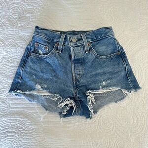 Levi's 501 Original High Rise Distressed Cutoff Denim Shorts – Women's W23